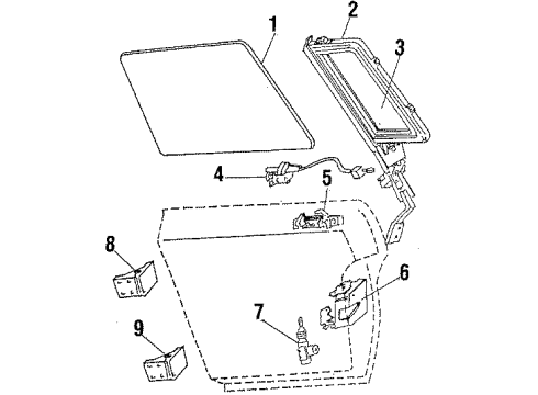 1984 Buick Regal Rear Door Glass, Vent Glass, Hardware SEALING STRIP, RR S/D WDO W/STR Diagram for 20008270