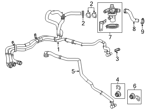 2012 Chevrolet Volt Radiator & Components Outlet Hose Connector Diagram for 20890280