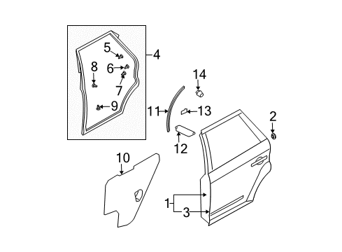 2006 Nissan Murano Rear Door Clip-Weatherstrip Diagram for 80850-CA001