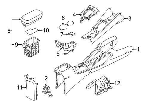 2012 Kia Rio Center Console Cup Holder Assembly Diagram for 846201W000