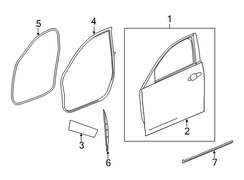 2018 Cadillac ATS Front Door Front Weatherstrip Diagram for 22985615