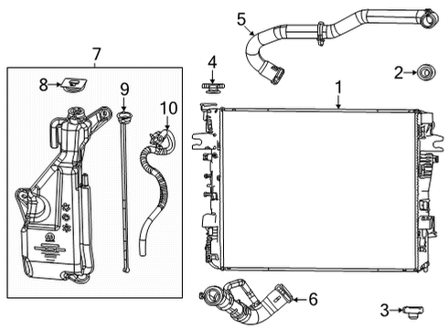 2022 Jeep Wagoneer Radiator & Components HOSE-RADIATOR INLET Diagram for 68425456AA