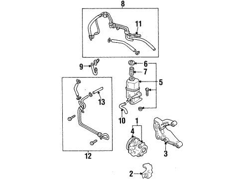 2001 Ford Escort P/S Pump & Hoses, Steering Gear & Linkage Power Steering Pump Diagram for F8CZ-3A674-DBRM