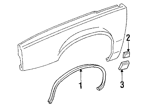 1990 Buick Electra Fender & Components Molding Kit, Front Fender Side Rear (RH) Diagram for 88891343