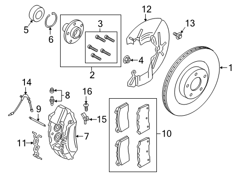 2017 Ford Focus Front Brakes Brake Pads Retainer Spring Diagram for G1FZ-2068-A