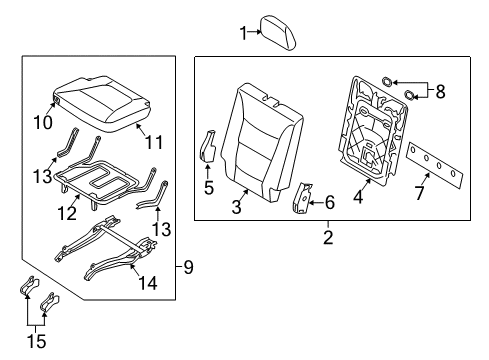 2011 Kia Sorento Third Row Seats Pad Assembly-3ND Seat Cushion Diagram for 892501U510