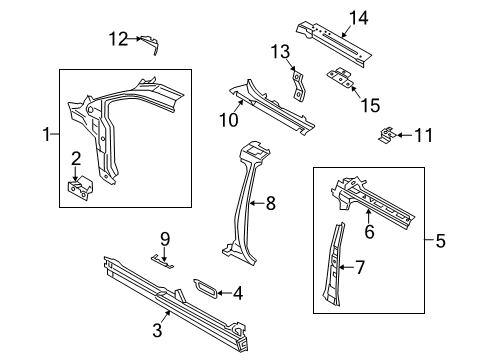 2017 Ford Transit Connect Hinge Pillar Center Pillar Reinforcement Diagram for DT1Z-6124382-A