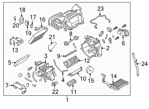 2013 Nissan Leaf A/C Evaporator & Heater Components Air Filter Assembly Diagram for 27277-3DF0A