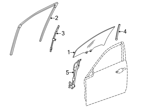 2010 Acura TSX Front Door Glass Assembly, Right Front Door (Green) (Asahi) Diagram for 73300-TL2-A00