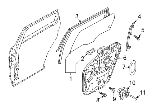 2019 Kia Sorento Rear Door Run-Rr Dr Window GLA Diagram for 83540C5002