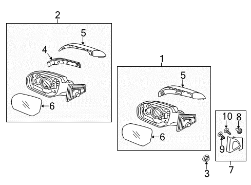 2014 Hyundai Santa Fe Outside Mirrors Mirror & Holder Assembly-Outside Rear Vi Diagram for 87611-B8100