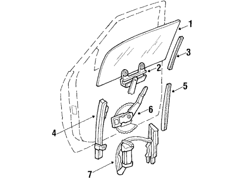 1988 Dodge Shadow Front Door - Glass & Hardware Window Regulator Diagram for 4480027