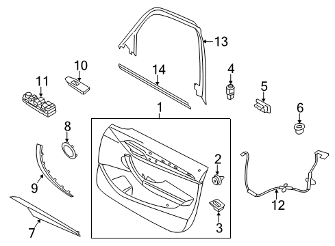 2015 BMW X1 Rear Door Channel Sealing, Inside, Door, Front Left Diagram for 51332990301