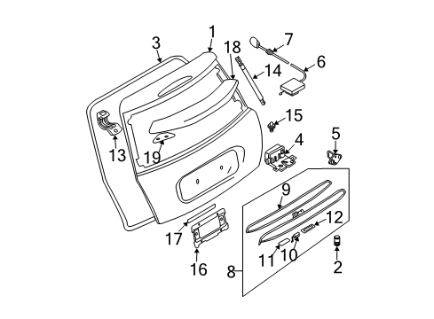 2006 Mini Cooper Lift Gate Stop Buffer Diagram for 51247132829