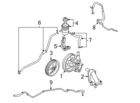 2009 Hyundai Santa Fe P/S Pump & Hoses, Steering Gear & Linkage Pump Assembly-Power Steering Oil Diagram for 57100-2B300