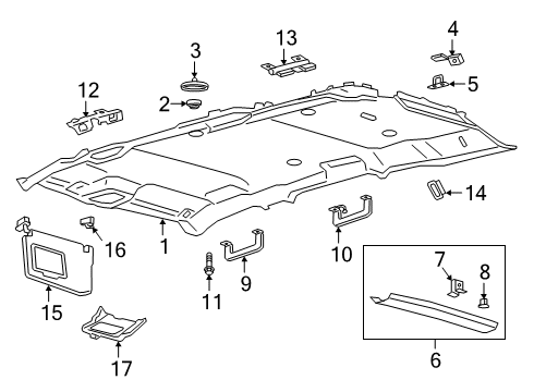 2020 Lincoln Navigator Interior Trim - Roof Grip Handle Diagram for JL7Z-7831406-AA