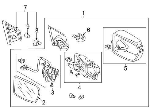 2009 Honda CR-V Mirrors Mirror Assembly, Passenger Side Door (Royal Blue Pearl) (Heated) Diagram for 76200-SWA-A22ZA