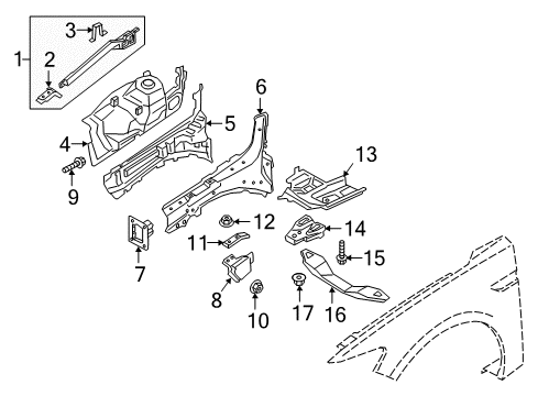 2019 Lincoln Continental Structural Components & Rails Upper Rail Diagram for G3GZ-16C274-B