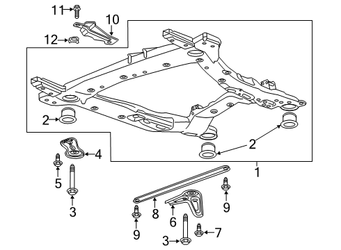 2022 Chevrolet Blazer Suspension Mounting - Front Suspension Crossmember Bolt Diagram for 11547841