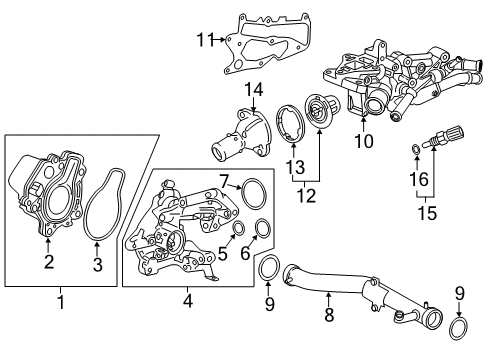 2019 Honda Accord Powertrain Control Gasket, Water Outlet Diagram for 19316-6C1-A01
