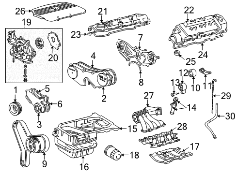 1998 Toyota Sienna Engine Parts, Mounts, Cylinder Head & Valves, Camshaft & Timing, Oil Pan, Oil Pump, Crankshaft & Bearings, Pistons, Rings & Bearings Tank, Intake Air Surge Diagram for 17109-0A030