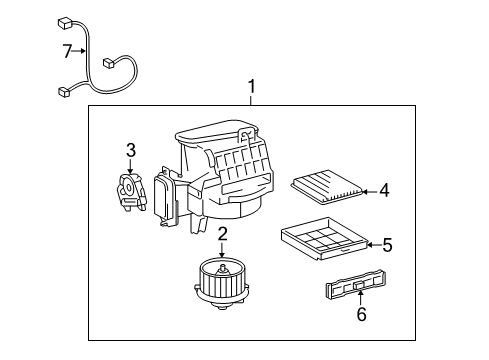 2006 Toyota Highlander Blower Motor & Fan Blower Assembly Diagram for 87130-48042