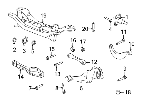 2008 Ford Focus Rear Suspension Components, Lower Control Arm, Upper Control Arm, Stabilizer Bar Spindle Seal Diagram for 1M5Z-1S175-AC