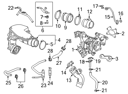 2019 Honda Accord Intercooler Pipe, Turbocharger Oil Feed Diagram for 15530-6B2-A00
