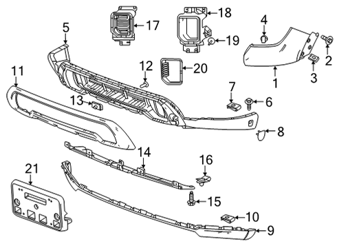 2020 GMC Sierra 2500 HD Exterior Trim - Front Bumper Fog Lamp Bezel Diagram for 84683440