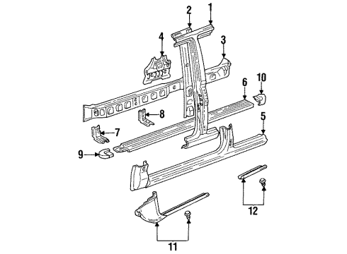 1994 Toyota Land Cruiser Center Pillar Step Panel Diagram for 51083-60020