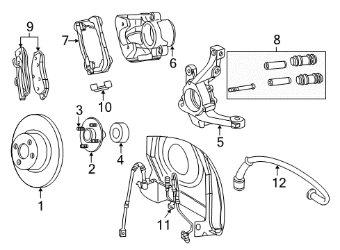 2003 Chrysler PT Cruiser Brake Components Front Steering Knuckle Diagram for 5272972AB