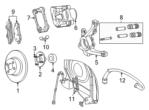 2001 Chrysler PT Cruiser Brake Components Knuckle Front Diagram for 4656757AB
