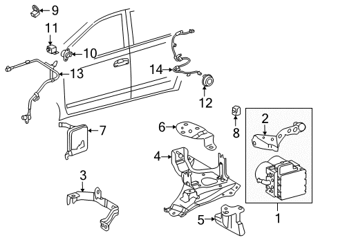 2006 Toyota Prius ABS Components Upper Bracket Diagram for 44590-47030