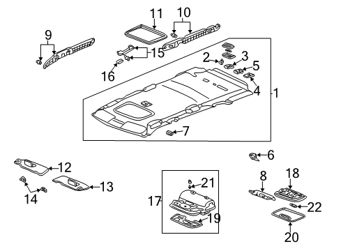 2006 Honda CR-V Interior Trim - Roof Lining Assy., Roof *YR239L* (Sunroof) (KI IVORY) Diagram for 83200-SCA-A90ZB