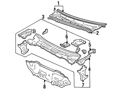 1990 Acura Integra Cowl Member, Passenger Side Dashboard (Upper) Diagram for 61120-SK7-A00ZZ