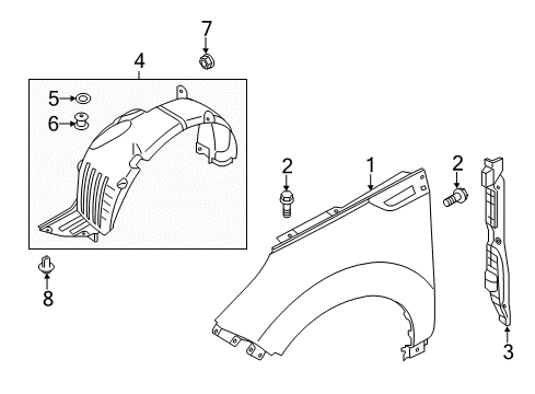 2017 Kia Soul EV Fender & Components Guard Assembly-Front Wheel Diagram for 86811E4100