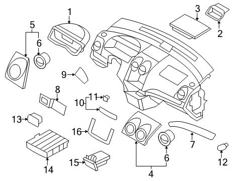 2010 Chevrolet Aveo Cluster & Switches, Instrument Panel Cup Holder Diagram for 94566249