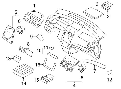 2007 Chevrolet Aveo Cluster & Switches, Instrument Panel Meter Hood Diagram for 96462878