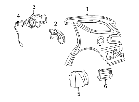 2004 Ford Taurus Fuel Door Fuel Pocket Diagram for 1F1Z-7427936-AA