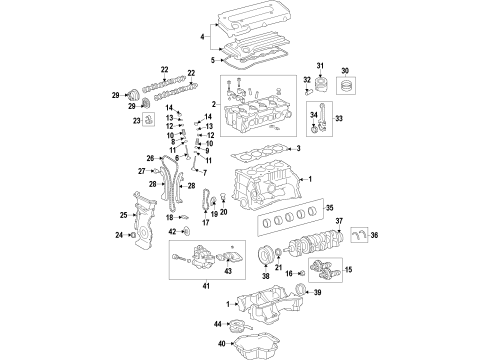 2009 Pontiac Vibe Engine Parts, Mounts, Cylinder Head & Valves, Camshaft & Timing, Oil Pan, Oil Pump, Crankshaft & Bearings, Pistons, Rings & Bearings, Variable Valve Timing Timing Gear Set Diagram for 94859219