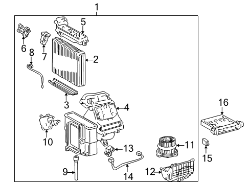 2005 Scion xA A/C Evaporator Components Evaporator Assembly Diagram for 87030-52391