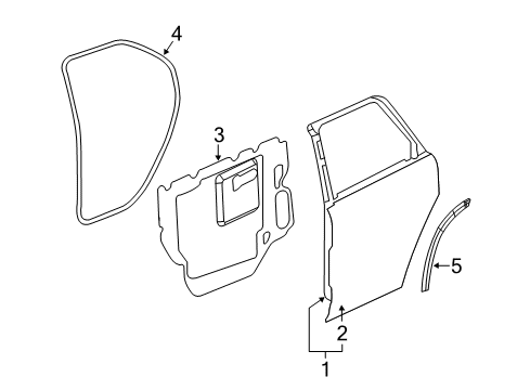 2009 Chevrolet Equinox Rear Door Weatherstrip, Rear Side Door Auxiliary Diagram for 88980853