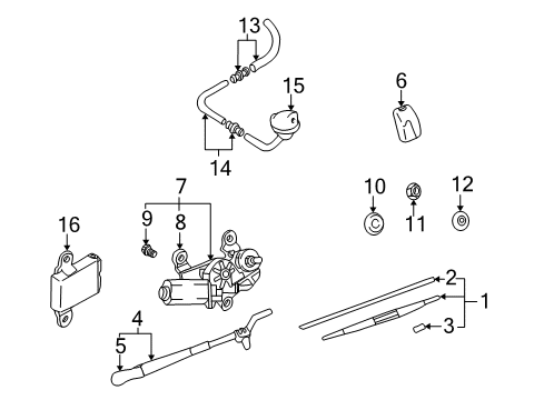 2005 Hyundai Santa Fe Wiper & Washer Components Rear Wiper Arm Assembly Diagram for 98810-26000
