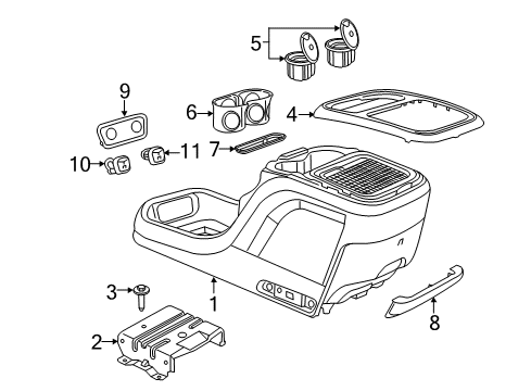 2017 Chrysler Pacifica Center Console Console-Floor Diagram for 5RJ901X9AM