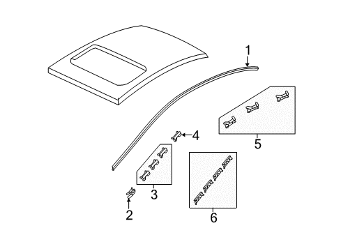 2009 Honda Civic Exterior Trim - Roof Molding, L. Drip Side Diagram for 73168-SNA-013