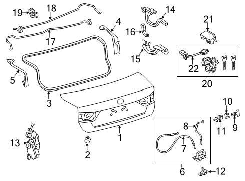 2013 Lexus GS450h Trunk Luggage Compartment Door Lock Assembly Diagram for 64600-30210