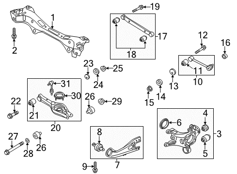 2015 Kia Sportage Rear Suspension Components, Lower Control Arm, Stabilizer Bar Bush-Rear Assist Arm Diagram for 552532S000