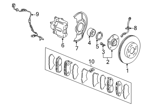 2002 Honda CR-V Front Brakes Hose Set, Left Front Brake Diagram for 01465-S9A-000