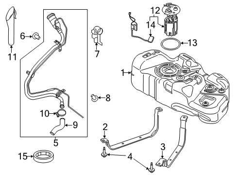 2015 Ford Transit Connect Fuel System Components Filler Hose Diagram for DV6Z-9047-H