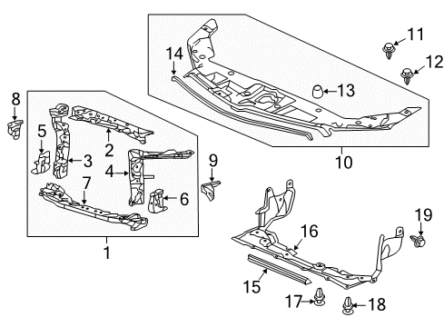 2018 Acura ILX Radiator Support Frame Set, Front Bulkhead Center (Upper) Diagram for 04602-TV9-A01ZZ